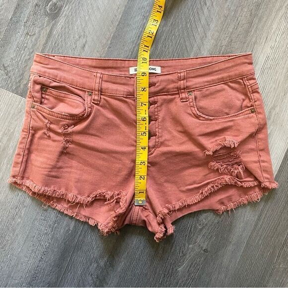 Billabong Shorts Button Fly Frayed Distressed Denim 27 Clay Brown Boho - Picture 7 of 9